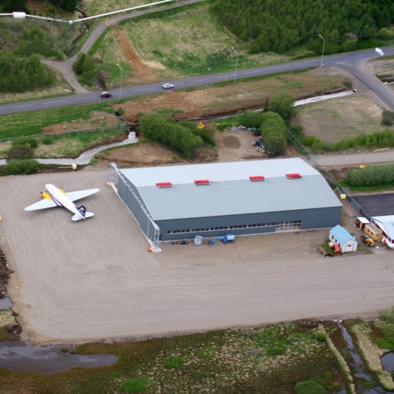 Svona leit Flugsafnið út úr lofti á víglsudaginn